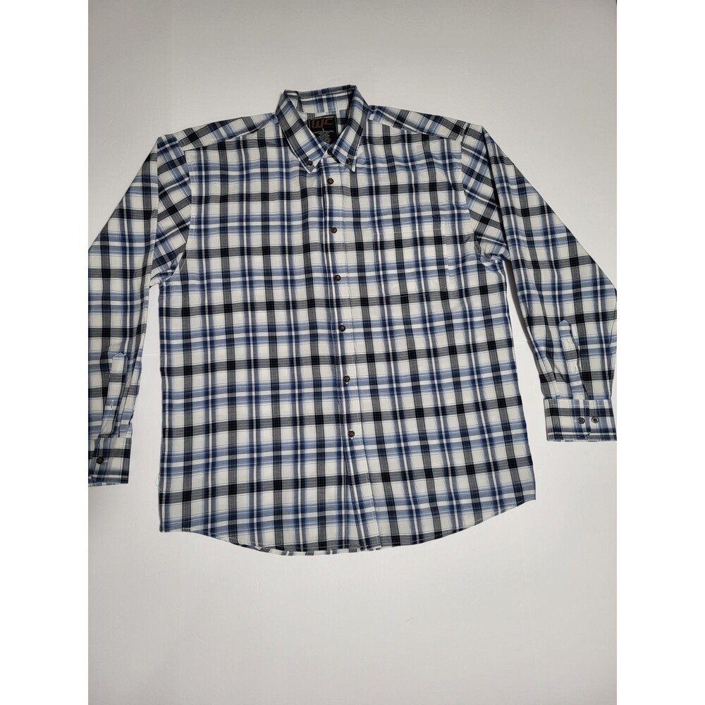 Walnut Creek Men's L Long Sleeve Plaid Shirt Lightweight White Blue